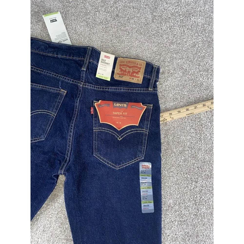 Levi's 512 Skinny Stretch Taper Men Jeans Dark Wash 34x32 Work Camp Western Read